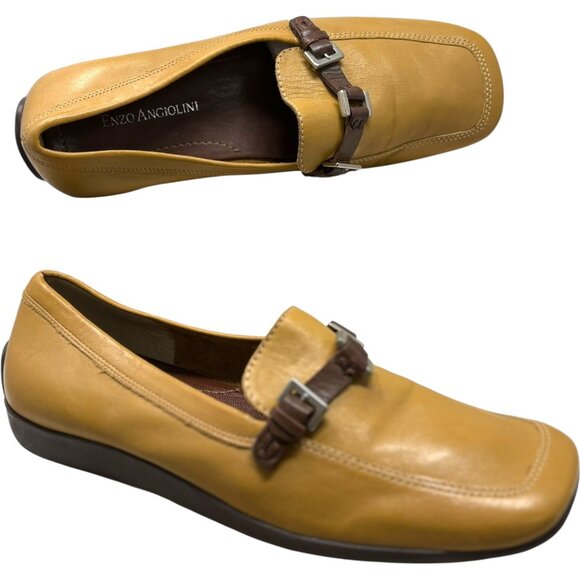 Enzo Angiolini Helene Tan Leather Horsebit Y2K Loafers - Picture 11 of 11